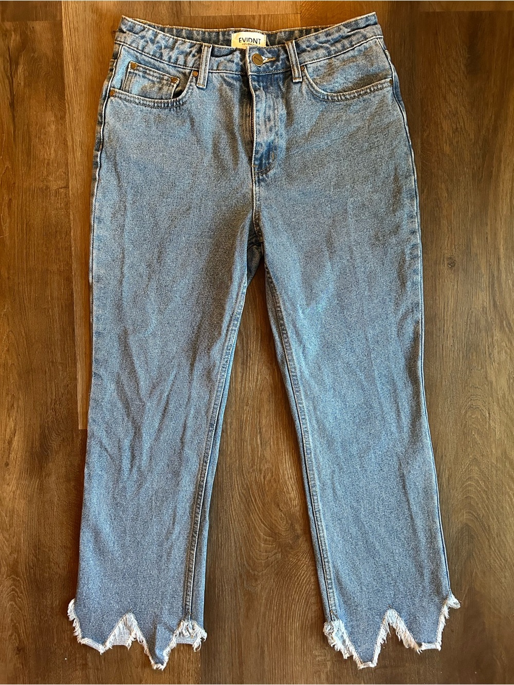 EVIDNT Los Angeles High Rise Raw Hem Cropped Straight Leg Jeans Women's Size 28